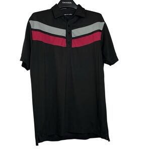 Travis Mathew Polo Shirt Men‎ Large Short Sleeve Golf Black Grey Red Embroidered